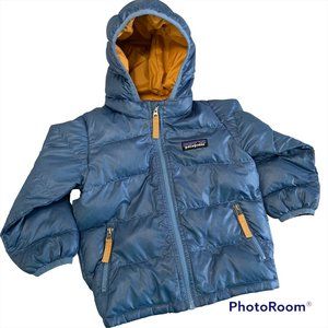 PATAGONIA Baby Hi-Loft DOWN Puffer Hoody Blue Size 6-12 Month